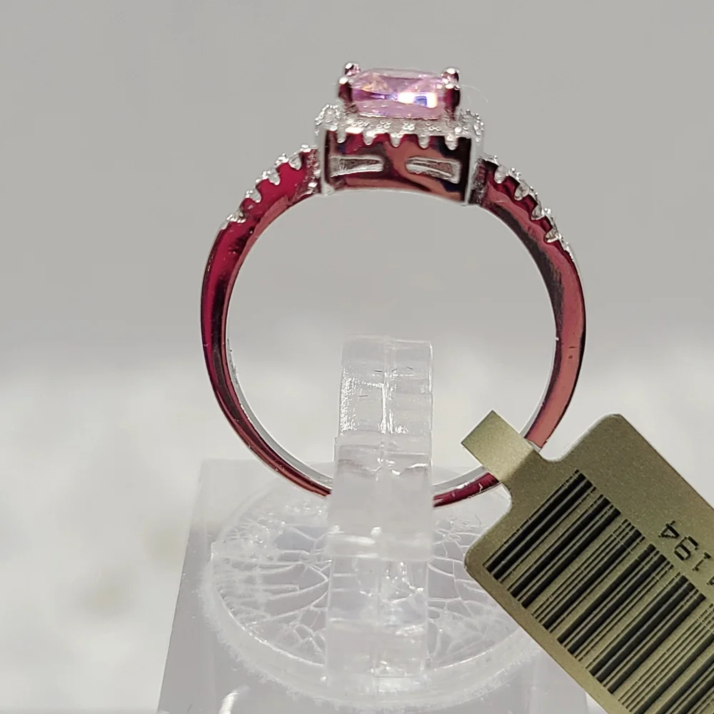 Pink and White Sapphire Halo Ring